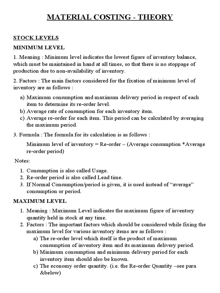 3 Material Costing - Theory | PDF | Inventory | Economies