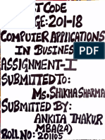 MBA (2A) RollNo 201105 Assignment 1 of Computer Applications in Business (Ankita Thakur) - 1