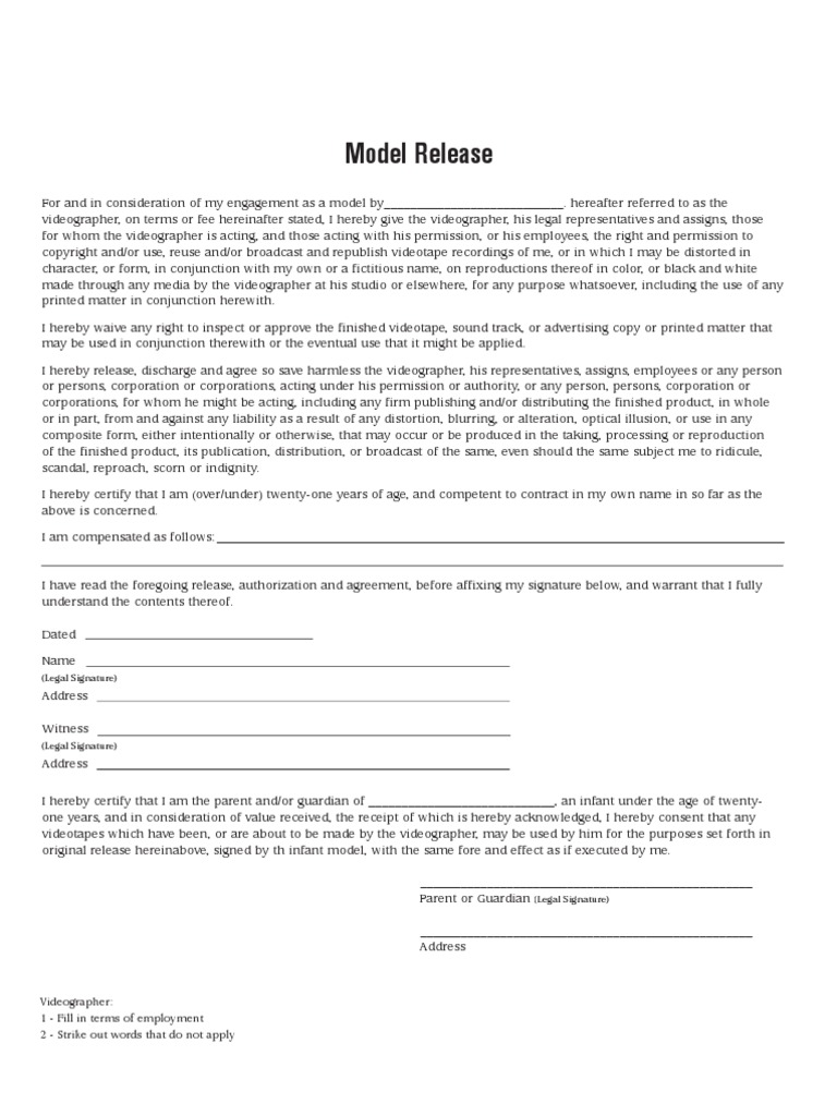 Model Release | PDF | Signature | Intellectual Works