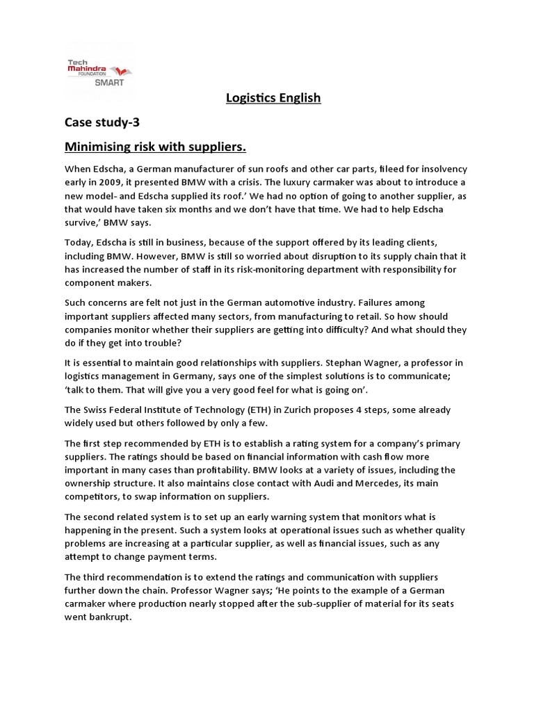 Minimizing Supplier Risk in Logistics | PDF | Supply Chain | Logistics