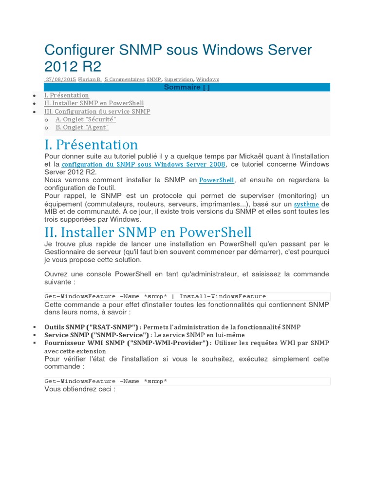 Configurer SNMP sur Windows Server 2012 | PDF | Windows Server 2008 ...