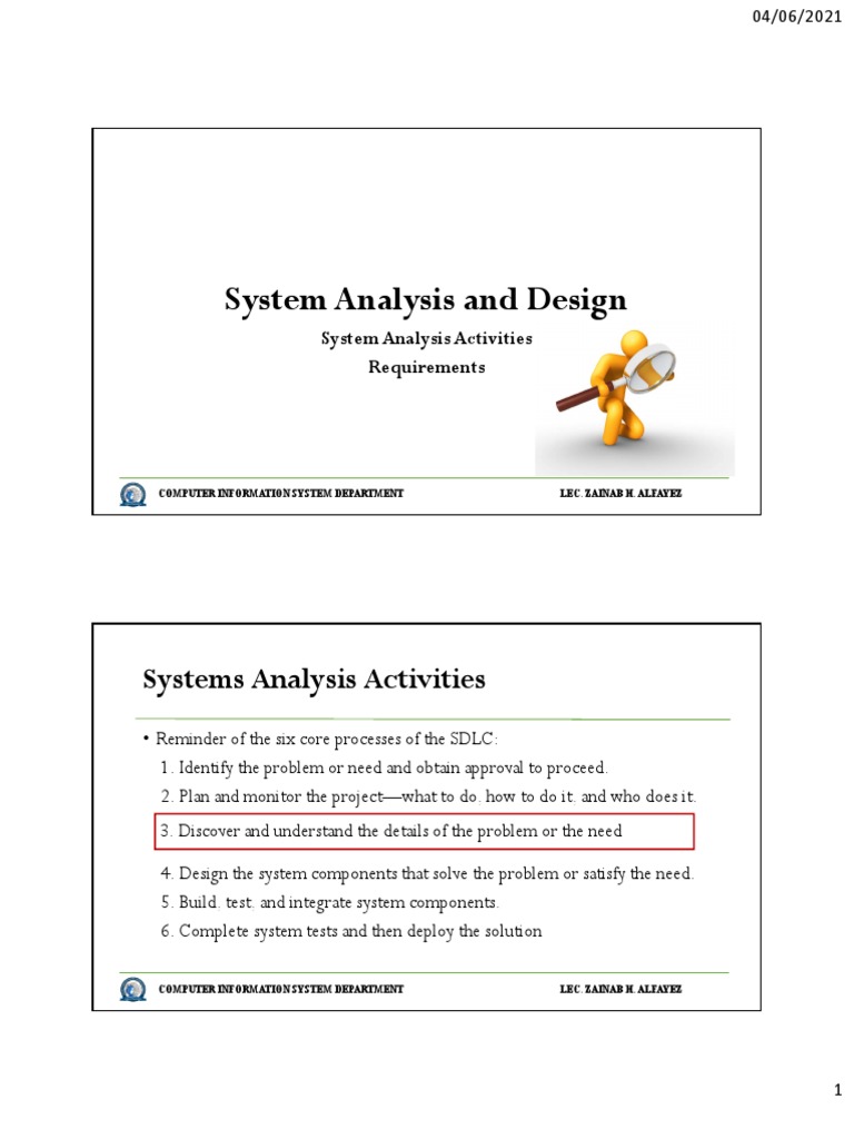 System Analysis and Design Requirements | PDF | Information System ...
