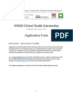 BSMS Global Health Scholarship Application Form: Instructions - Please Read Carefully