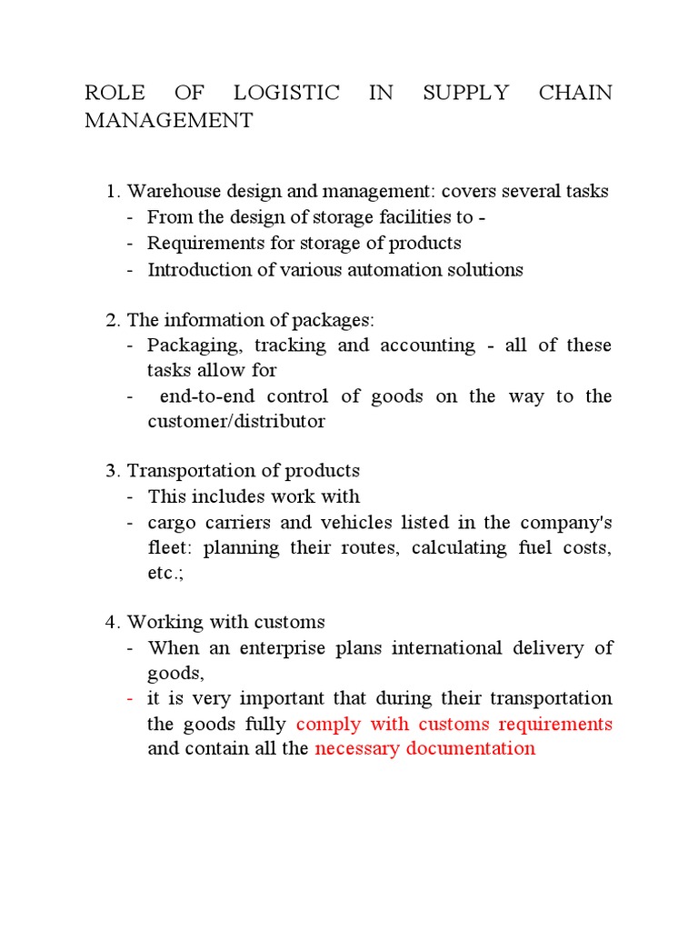 Logistics Role in Supply Chain Management | PDF | Business | Finance ...