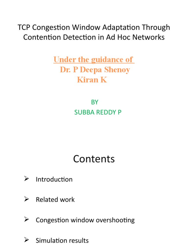 TCP Congestion Window Adaptation Through | PDF | Computers
