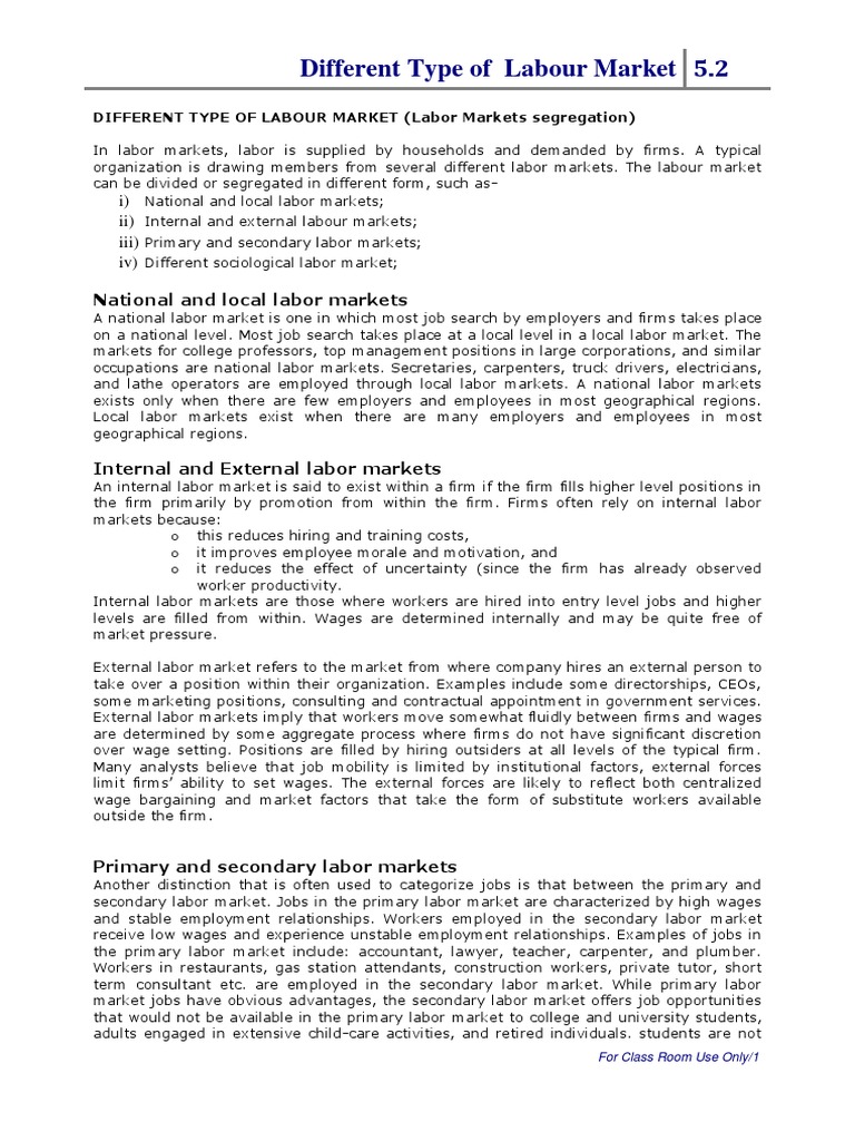 Types of Labor Markets Explained | PDF | Labour Economics | Bureaucracy