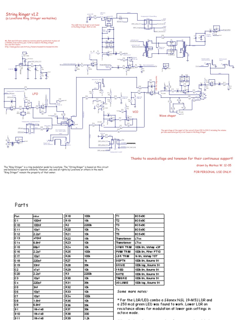String Ringer v1.2: (A Lovetone Ring Stinger Workalike) | PDF