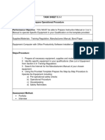 Task Sheet Performance Criteria Checklist 5.1-1 Prepare Operational Procedure