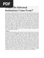 Emphasizing Informal Institutions - Cultures, Ethics, and Norms