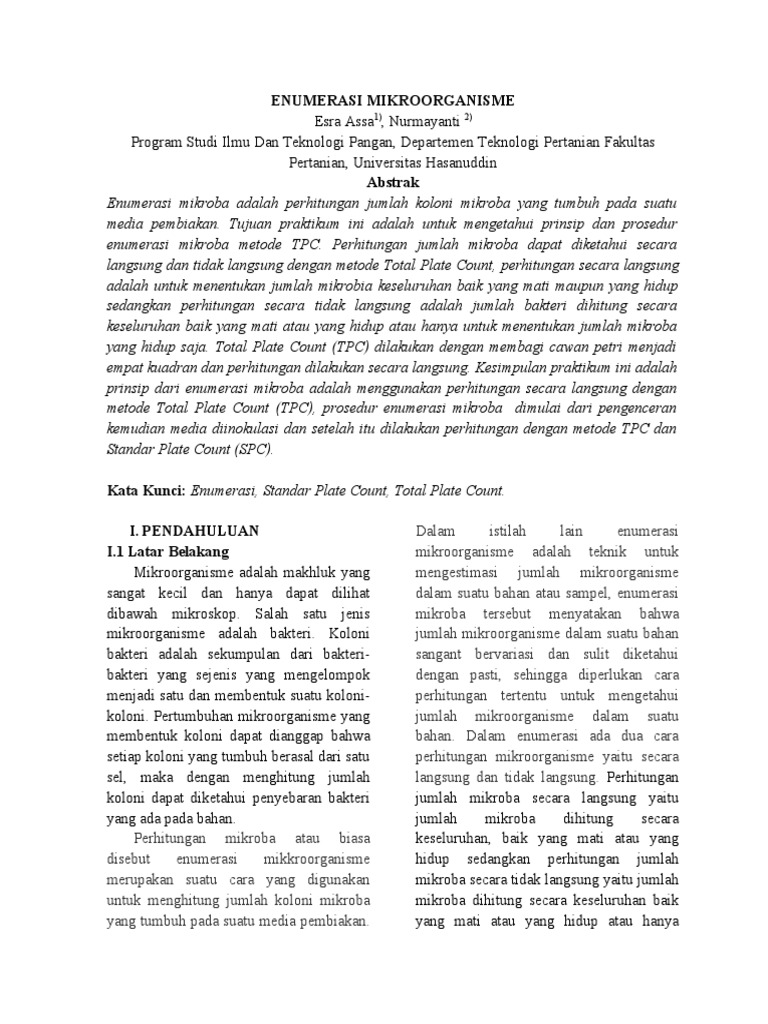 Metode Total Plate Count Mikroba | PDF | Sains & Matematika