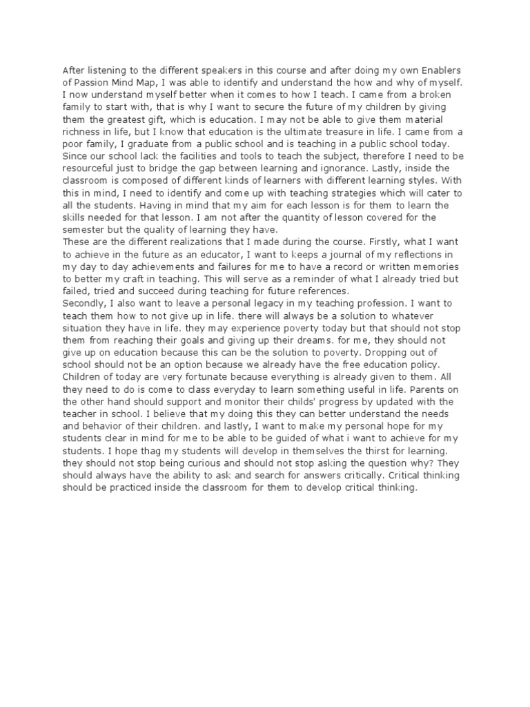 Reflection On Realization of Enablers of Teaching | PDF | Learning ...