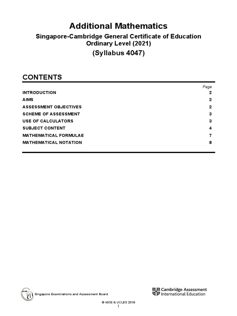 Additional Mathematics: (Syllabus 4047) | PDF | Trigonometric Functions ...