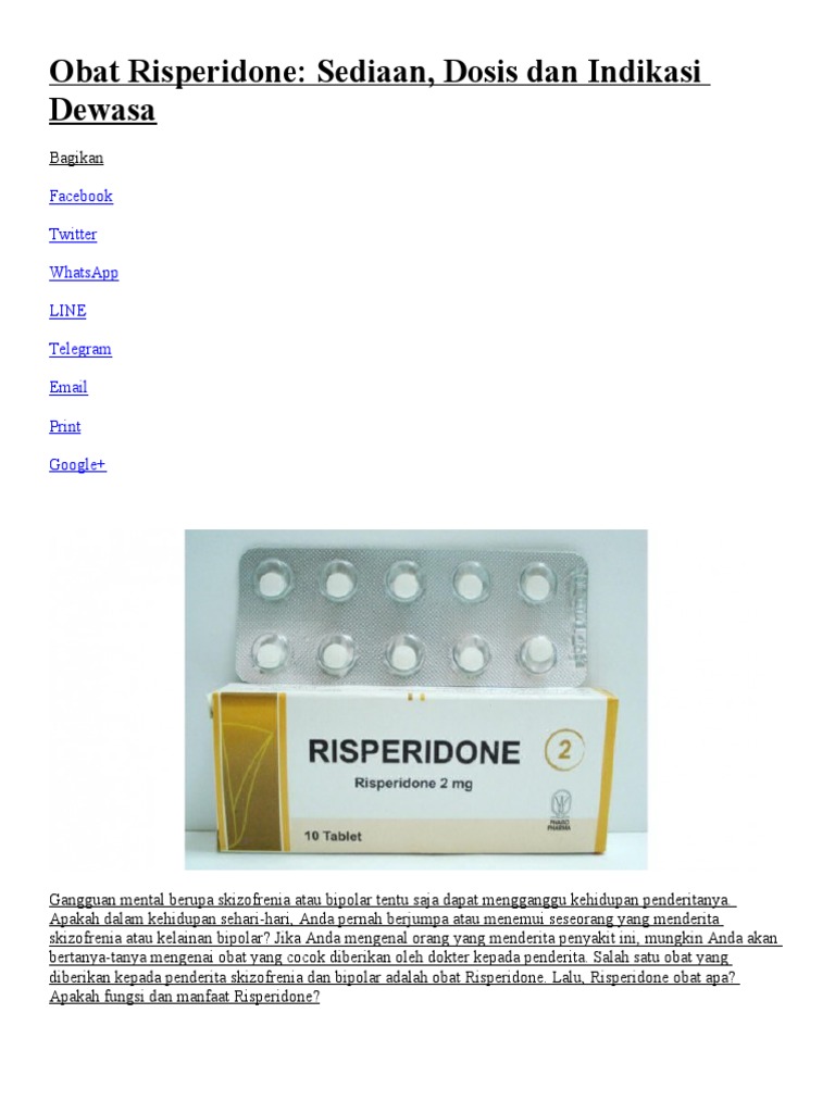 Obat Risperidone: Dosis dan Manfaat | PDF | Pengembangan Diri ...