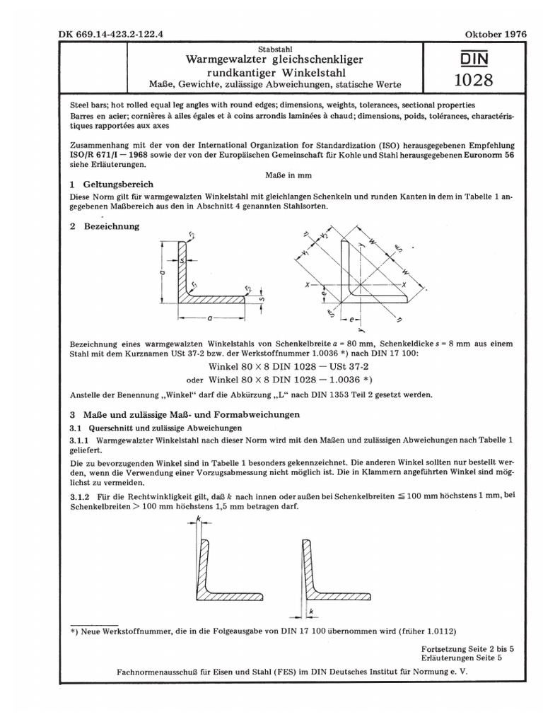 Din 1028 1976-10 | PDF