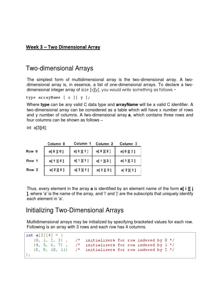 Week 3 - Prog2 - Two Dimensional Array | PDF | Array Data Type | Array ...