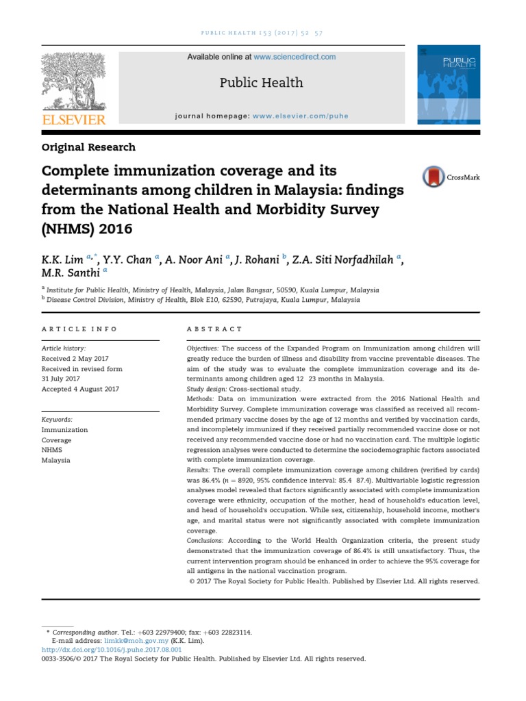 Complete Immunization Coverage and Its Determinants Among Children in ...