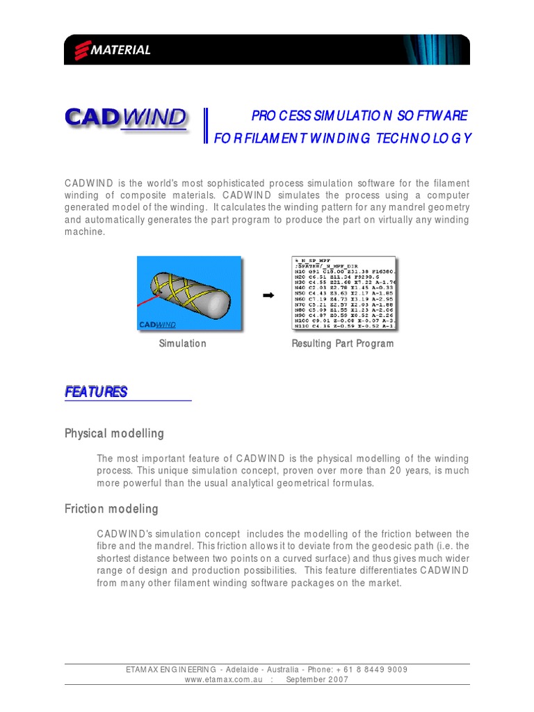 CADWIND: Filament Winding Simulation Software | PDF | Machines | Simulation