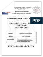 Cochabamba - Bolivia: Movimiento Rectilinio Uniforme GESTION I/2021