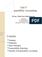 Unit V Responsibility Accounting: Prepared by Dr. Arvind Rayalwar Assistant Professor Department of Commerce, SSM Beed