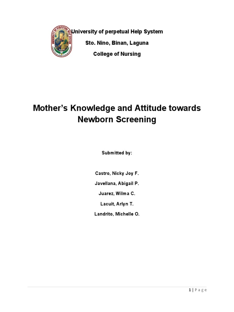 Mother's Knowledge and Attitude Towards Newborn Screening | PDF ...