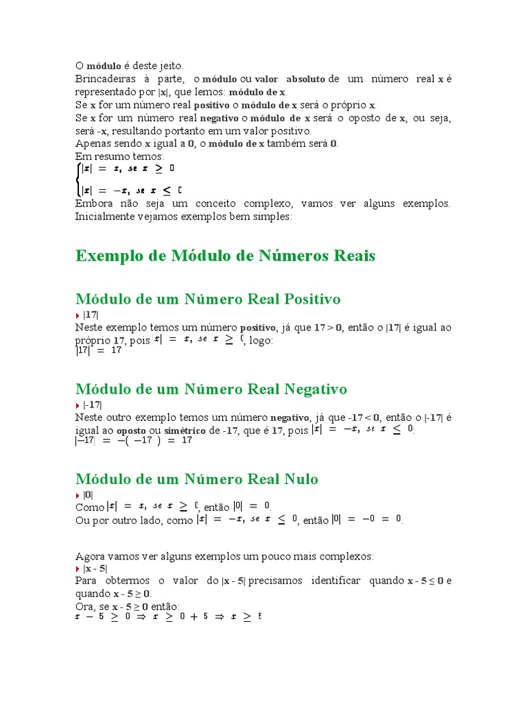 Modulo de Numero Real | Download grátis PDF | Número real | Linha ...