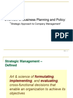 Overview of Business Planning and Policy: ": Strategic Approach To Company Management"