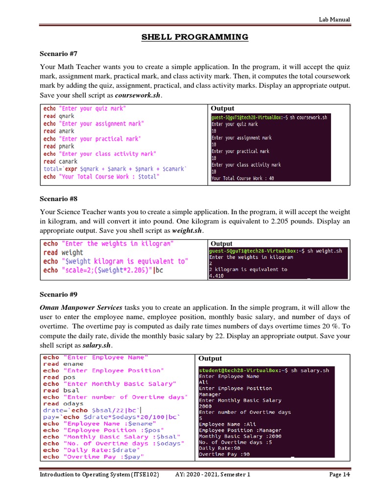Lab Manual Answers Part 2 - Shell Programming | PDF | Operating System ...