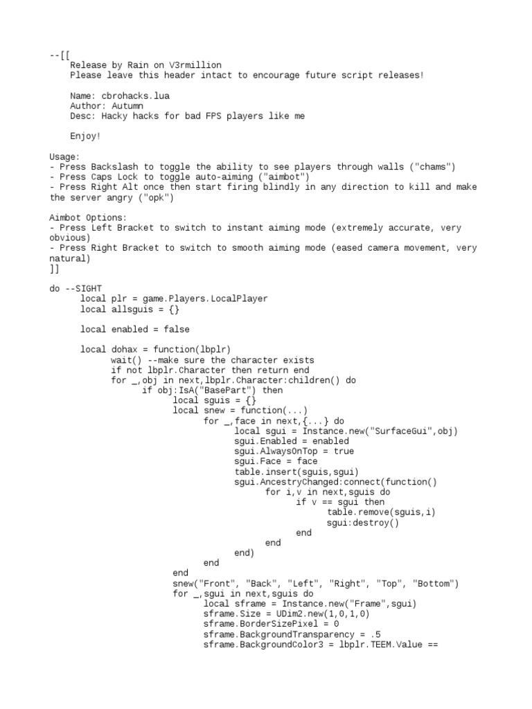 Cbro Aimbot Script, PDF, Software