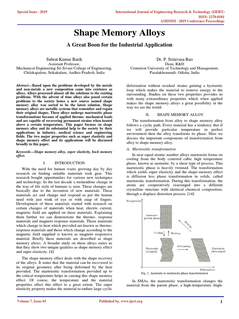 Shape Memory Alloys: Industrial Applications | PDF | Shape Memory Alloy ...