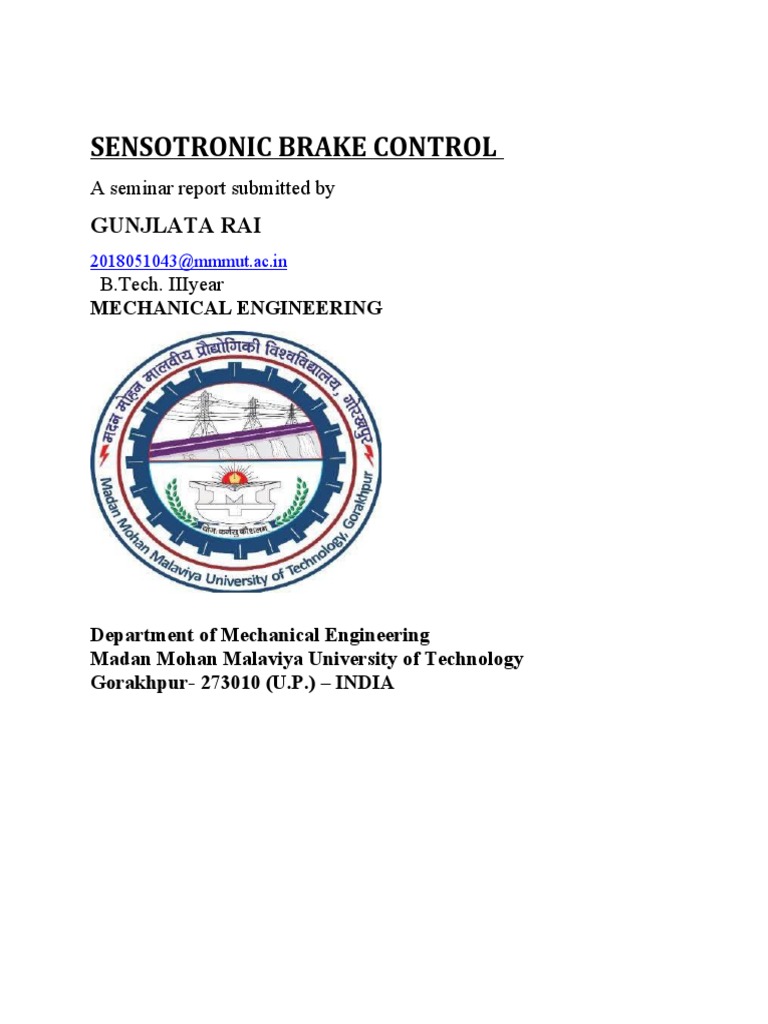 Sensotronic Brake Control Report PDF Anti Lock Braking System Brake