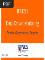 BT4211 Data-Driven Marketing: Product: Segmentation, Targeting