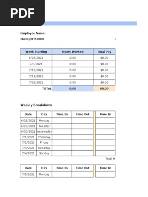 Monthly Timesheet