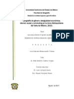 Belaunzaran, Geografia de Genero, Desigualdad Economica Laboral, Social y Commuting en La Zona Metropolitana Del Valle de Mexico 2010