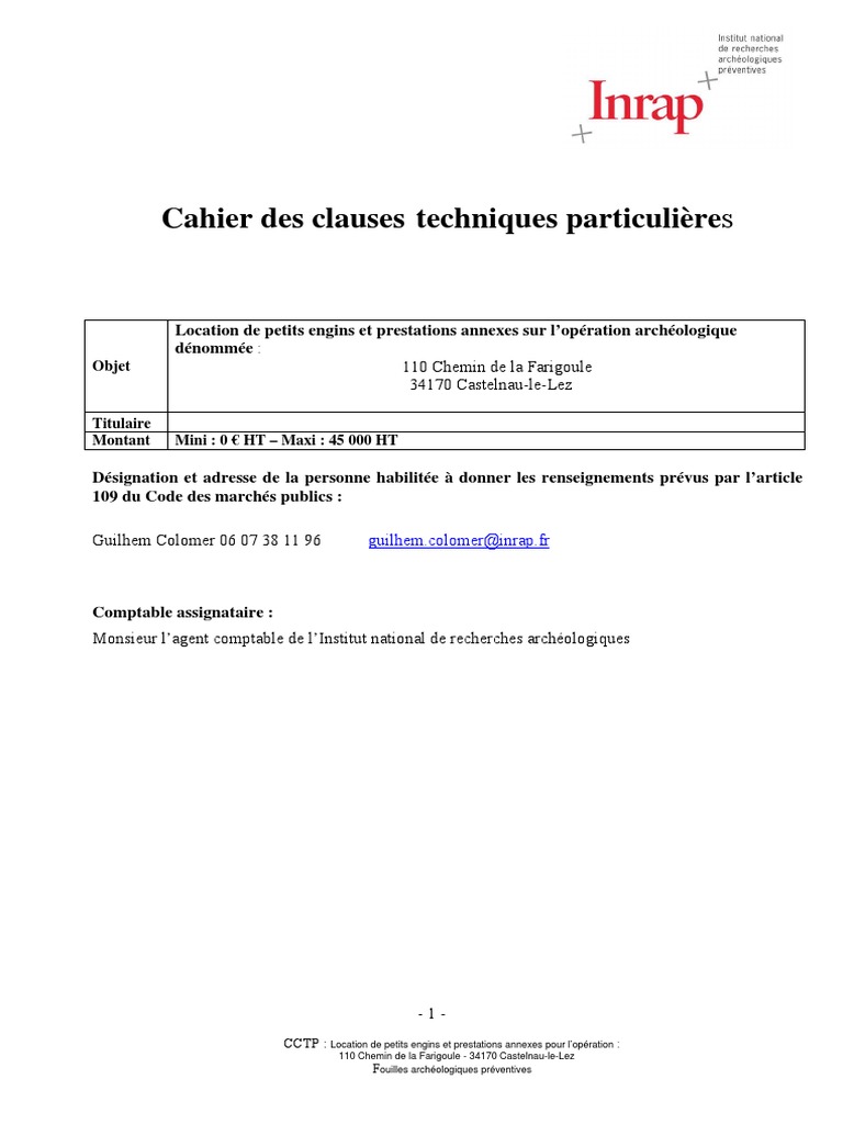 Cahier Des Clauses Techniques Particuliares | PDF | Taxe sur la valeur ...