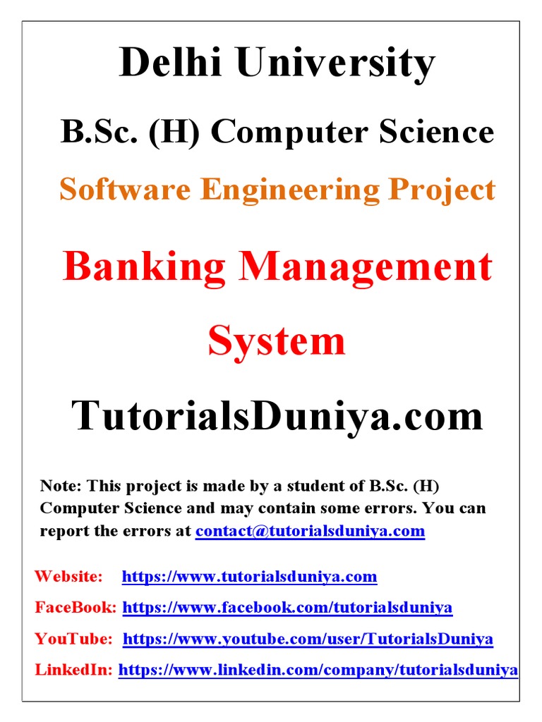 Banking Management System - TutorialsDuniya | PDF | Databases