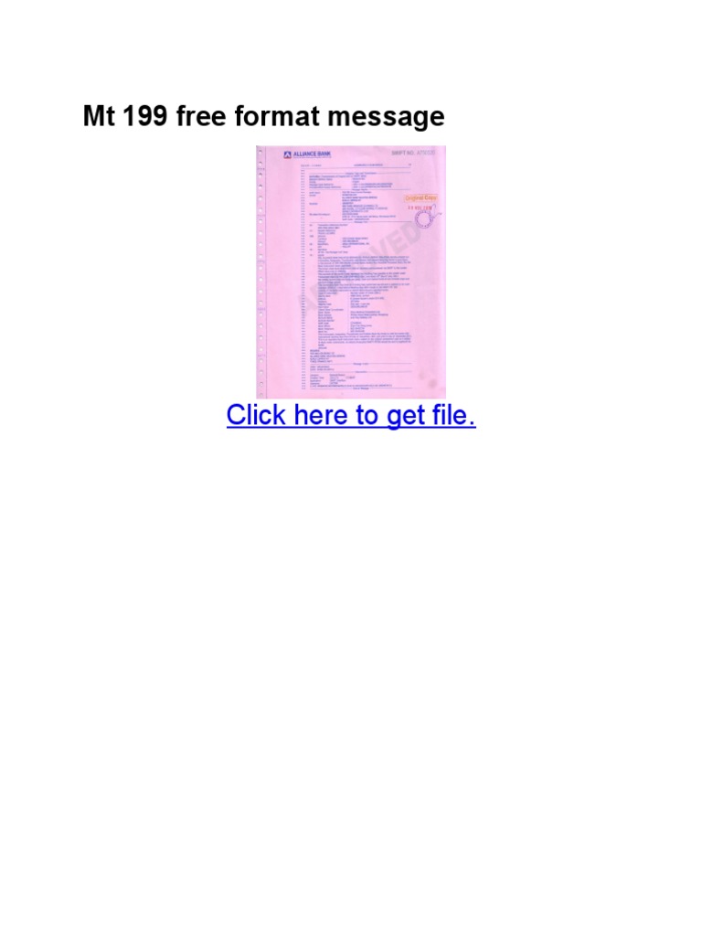 Understanding MT 199 Free Format Messages | PDF | Cheque | Banks