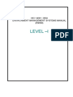Level - I: ISO 14001: 2004 Environment Management Systems Manual (EMSM)