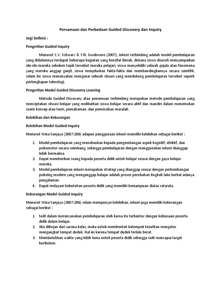 Perbandingan Guided Inquiry dan Discovery | PDF