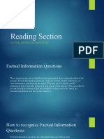 Reading Section-Factual Informatino Questions