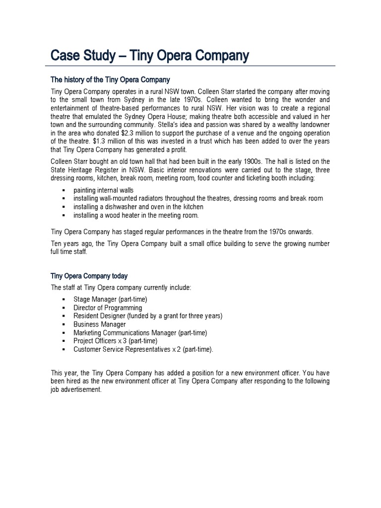 Tiny Opera Company Sustainability Case Study | PDF | Volatile Organic ...