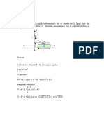 Potencial eléctrico de una barra delgada cargada uniformemente