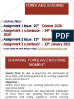 Shearing Force and Bending Moment: Deadlines: Assignment 1 Issue: 20