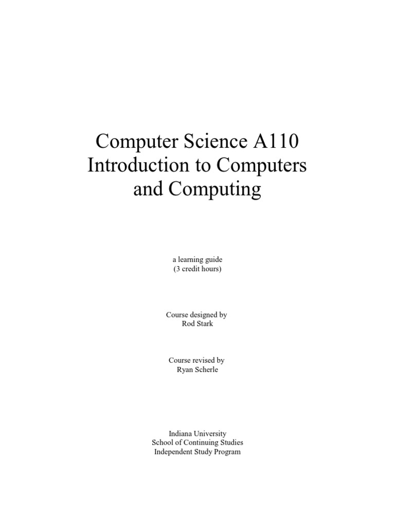 Computer Science A110 Introduction To Computers and Computing | PDF ...