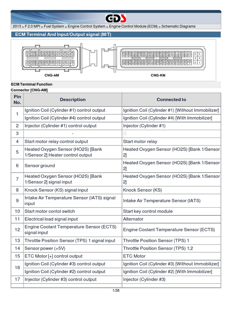 Hyundai ix35 ECM Wiring Diagrams | PDF | Ignition System | Fuel Injection