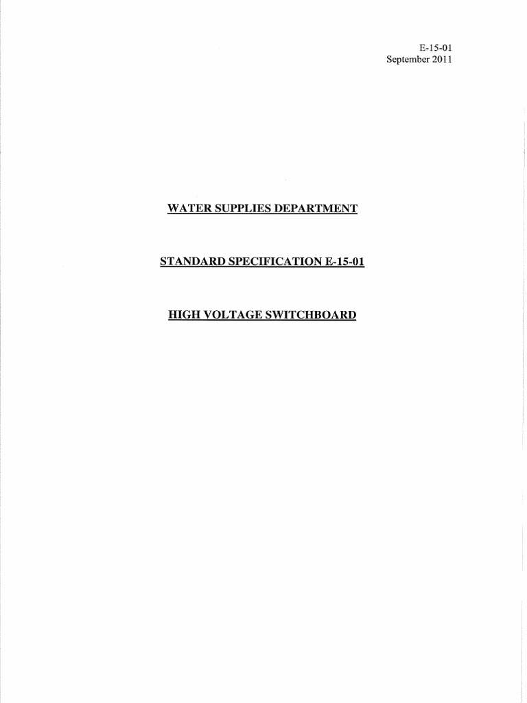 Water Supplies Department E1501 September 2011 PDF Electrical