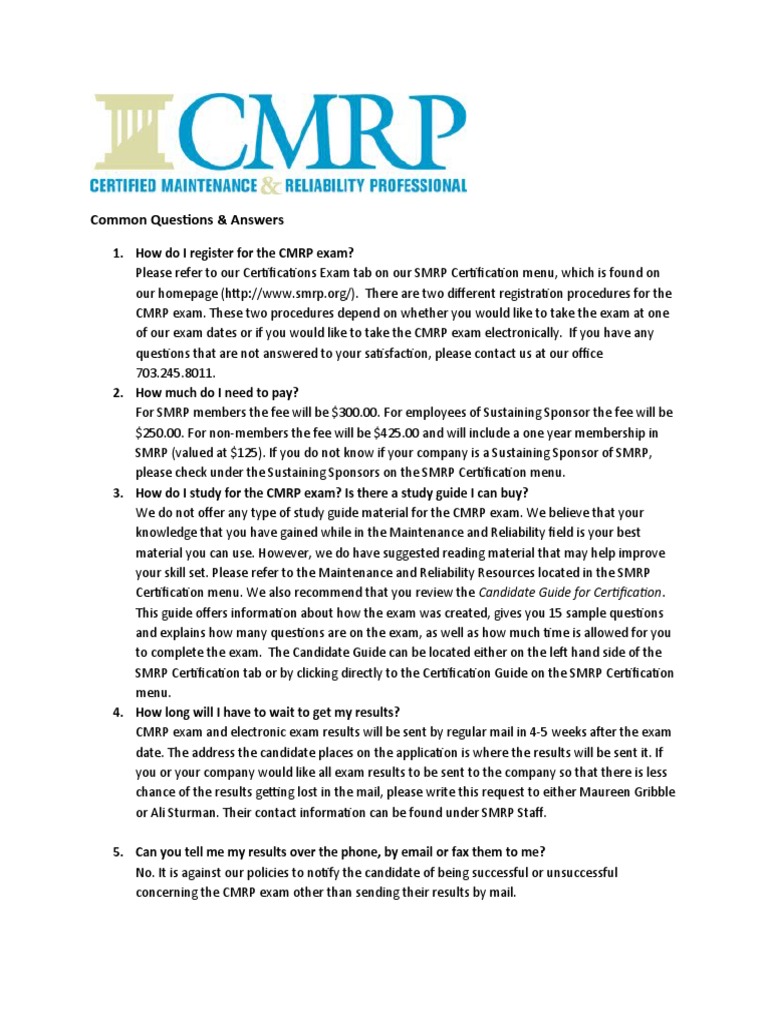 CMRP Deutsch Prüfung