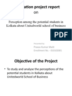 Dissertation Project Report: Perception Among The Potential Students in Kolkata About Unitedworld School of Business