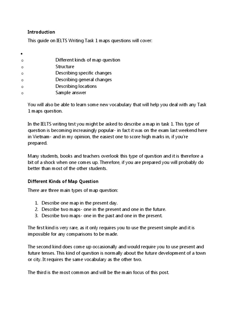 Ielts Writing Task 1 Map | PDF | Question | International English ...