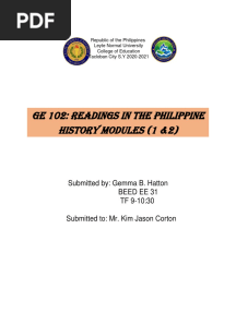 Readings in Philippine History - Modules 1 and 2