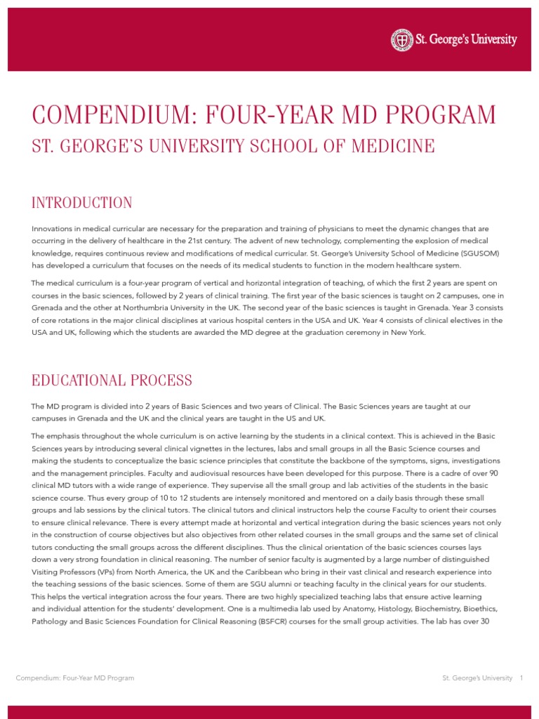 Compendium: Four-Year MD Program: St. George'S University School of ...